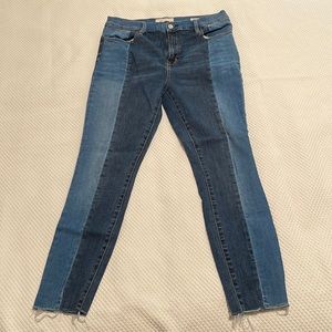 Two tone high rise ankle jegging